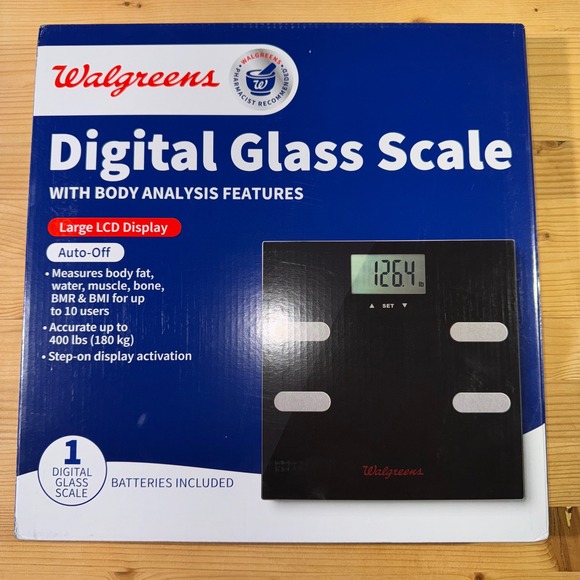 Walgreens Digital Glass Scale Body Analysis Features Large LCD Display New‎ - Picture 1 of 5